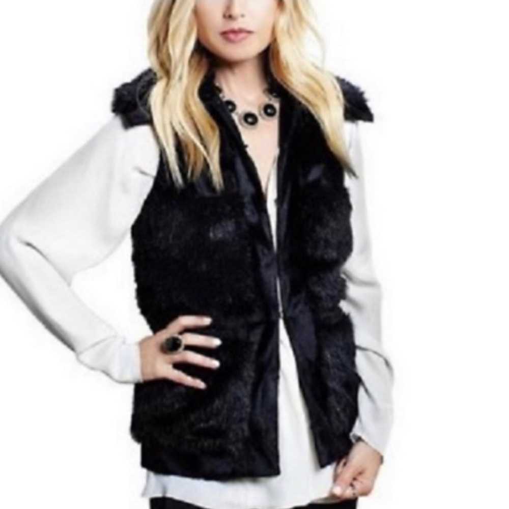 Rlz Rachel Zoe Faux Fur Vest-Black Size Small